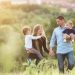 young family walking together