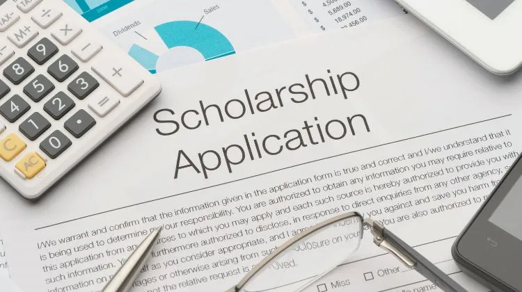 scholarship application on a table