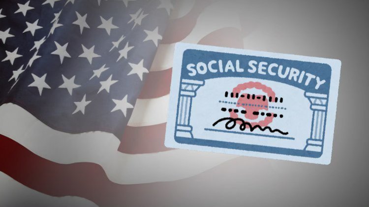 US flag with social security card illustration
