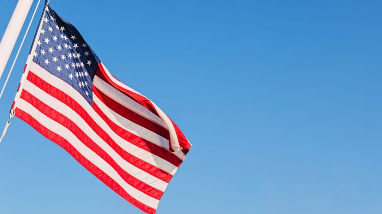 American flag on flagpole 