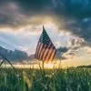 flag of USA on grass field