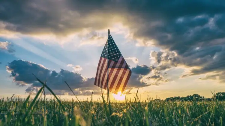 flag of USA on grass field