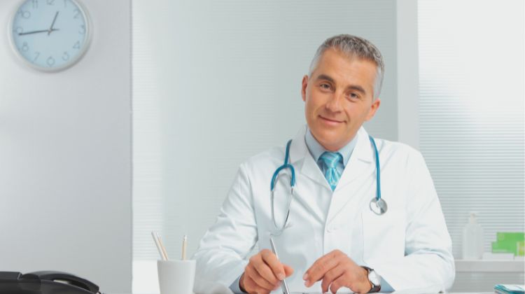 doctor sitting at desk