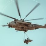US Marines helicopter flying in the sky