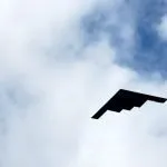 flying stealth plane during day