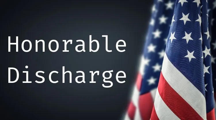 decorative image that says honorable discharge