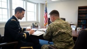 Military power of attorney - service member reviewing legal documents before deployment